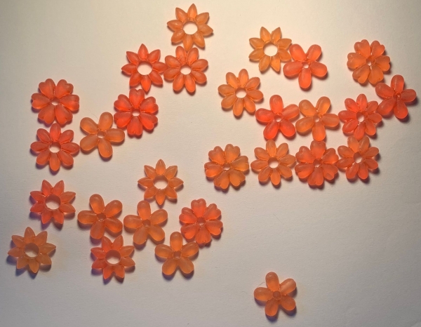 Acrylblüten gemischt, matt, orange-rot-apricot